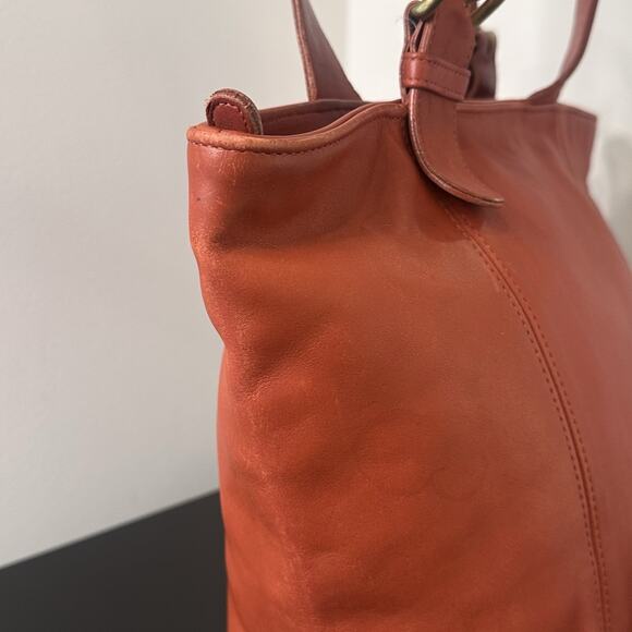 Vintage 90s Coach Red/Orange 4133 Waverly Leather Tote Bag w/ Original Hang Tag - Picture 9 of 14